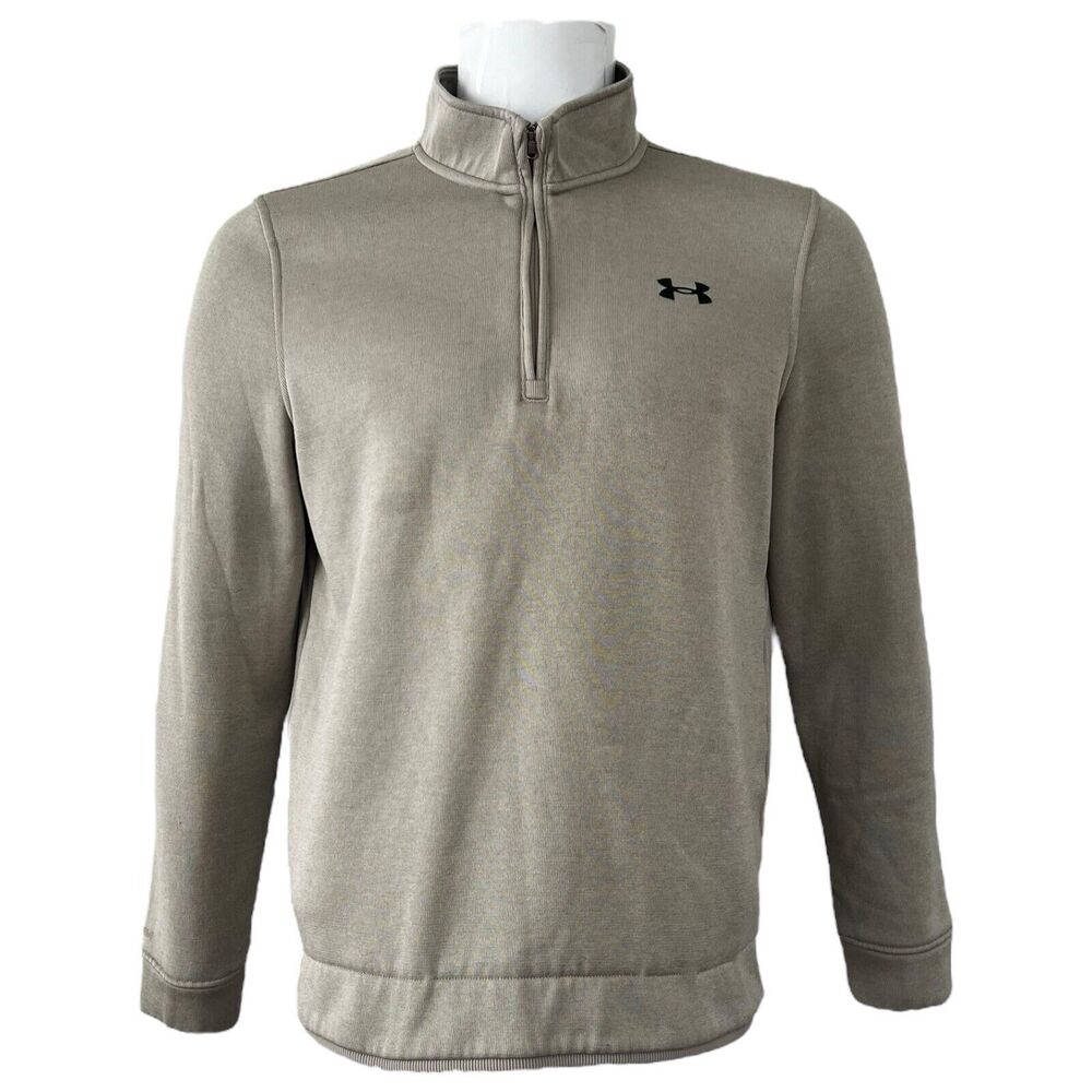 Under Armour Coldgear Men's Quarter Zip Pullover Sweatshirt Tan Size Medium